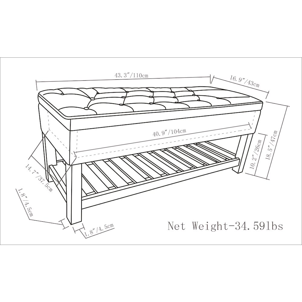 Lomond Solid Wood Storage Ottoman Bench In Distressed Grey Taupe. Picture 6