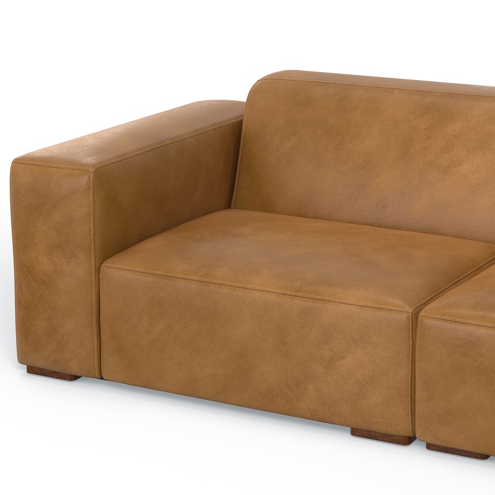 Rex Right Corner Sectional Modular Sofa With Ottoman In Genuine Leather. Picture 4