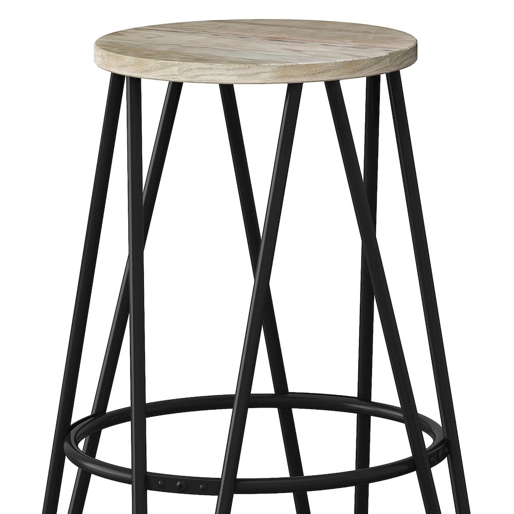26 Inch Metal Counter Height Stool With Wood Seat (Set Of 2) In Natural / Black. Picture 4