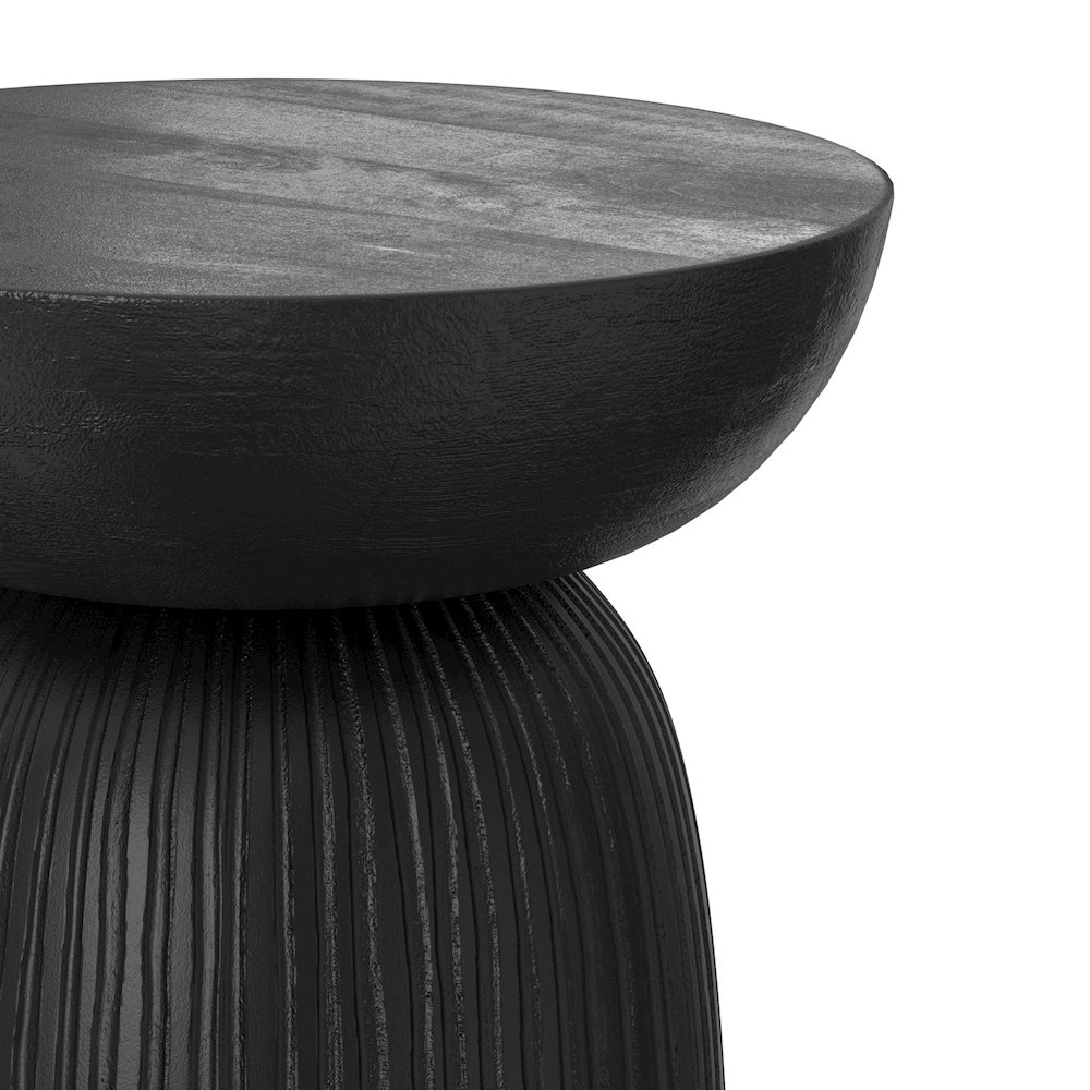 Boyd 13 inch Wide Solid Mango Contemporary Line Accent Table in Black. Picture 7