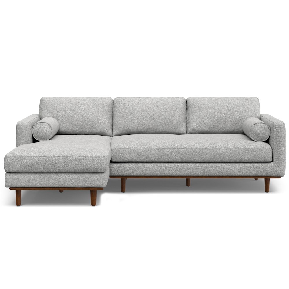 Morrison Mid Century Left Sectional Sofa In Mist Grey Woven-Blend Fabric. Picture 1