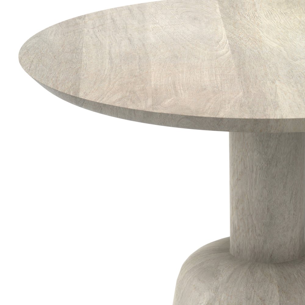 18 inch Wide Round Contemporary Side Table in White Wash. Picture 3
