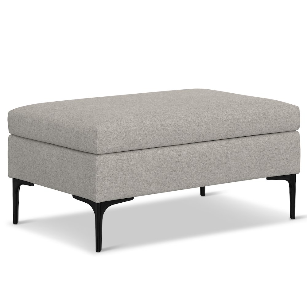 Coffee Table Storage Ottoman With Lift Up Lid In Cloud Grey Polyester Linen Look. Picture 1