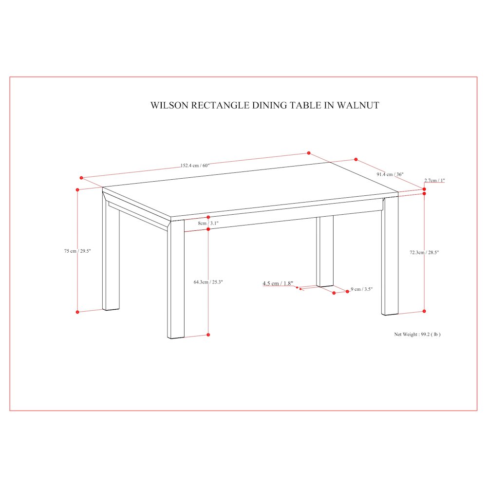 Wilson Rectangle Dining Table In Walnut Veneer. Picture 6