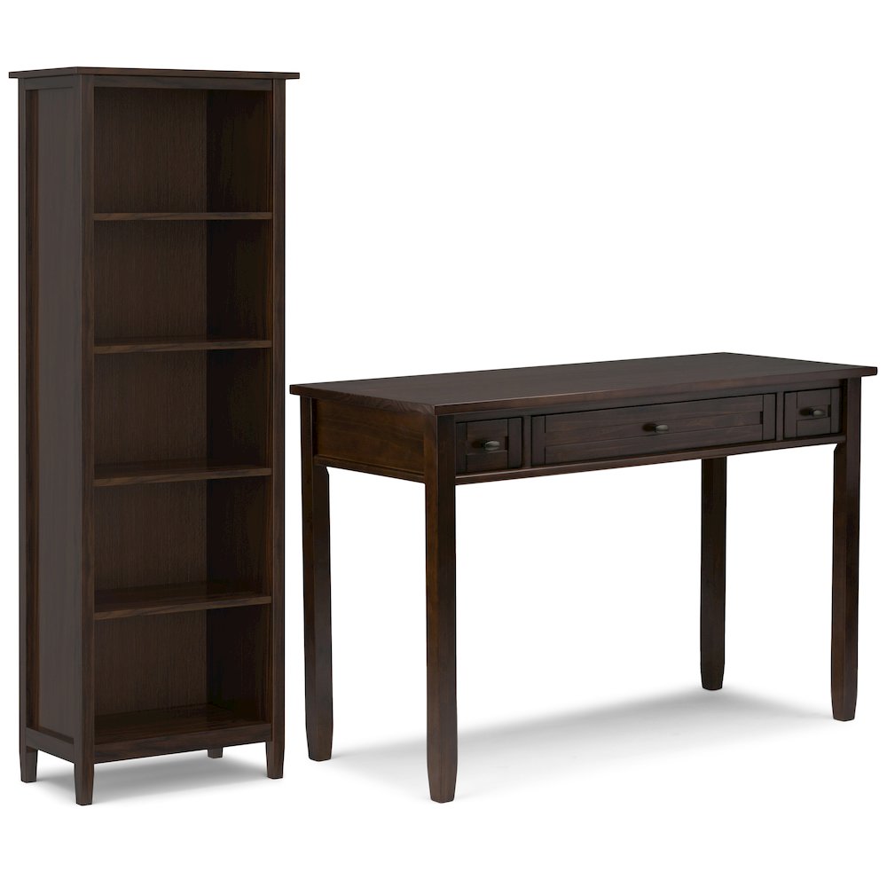 48 inch Wide Desk with 26 inch Wide Bookcase in Tobacco Brown (Set of 2). Picture 1
