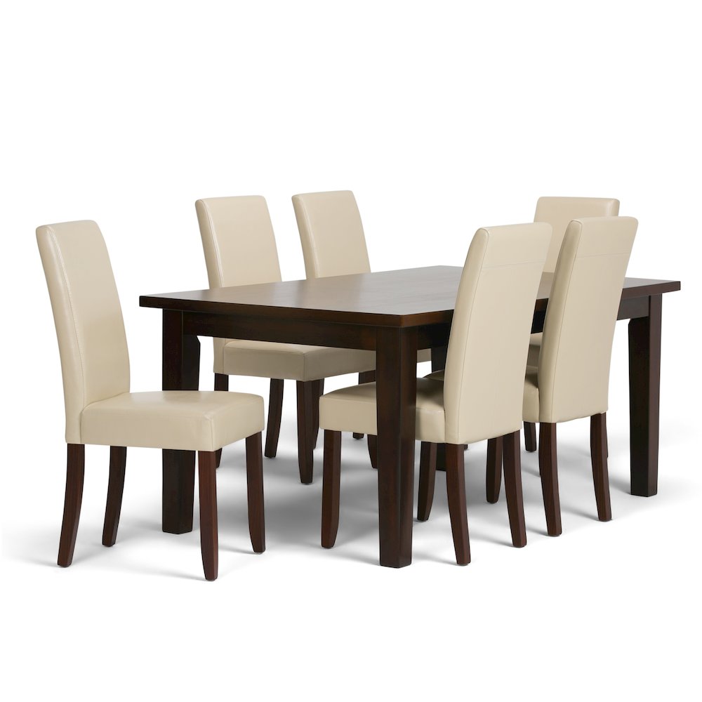 Acadian Solid Hardwood 7 Piece Dining Set In Satin Cream. Picture 1