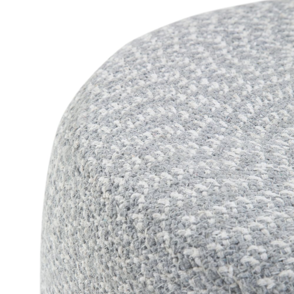 Bayley Round Braided Pouf In Blue, Natural Cotton. Picture 2