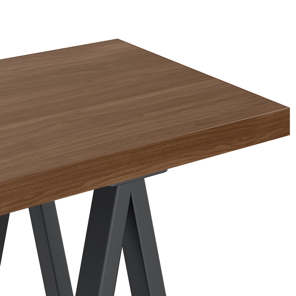 Sawhorse Solid Wood Solid Walnut Veneer and Metal Console Sofa Table in Walnut. Picture 3