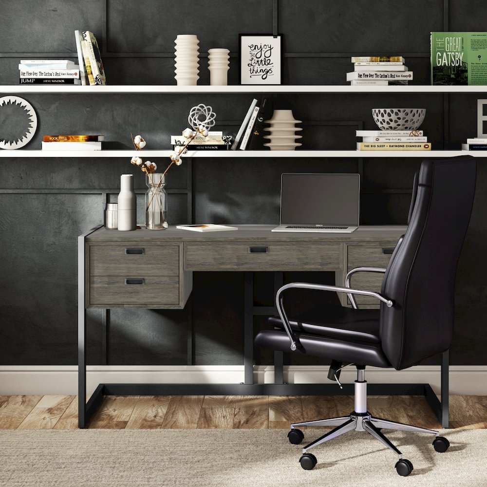 Hampden SOLID ACACIA WOOD Desk in Weathered Grey. Picture 8