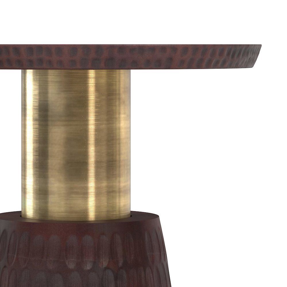 16 inch Wide Solid Mango/Metal Contemporary End Table in Walnut Brown/Gold. Picture 5