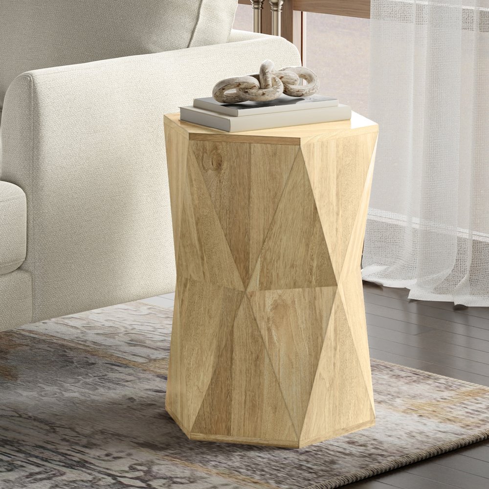 Mckinley 16 inch Wide Solid Wood Contemporary End Table in Natural, Assembled. Picture 6