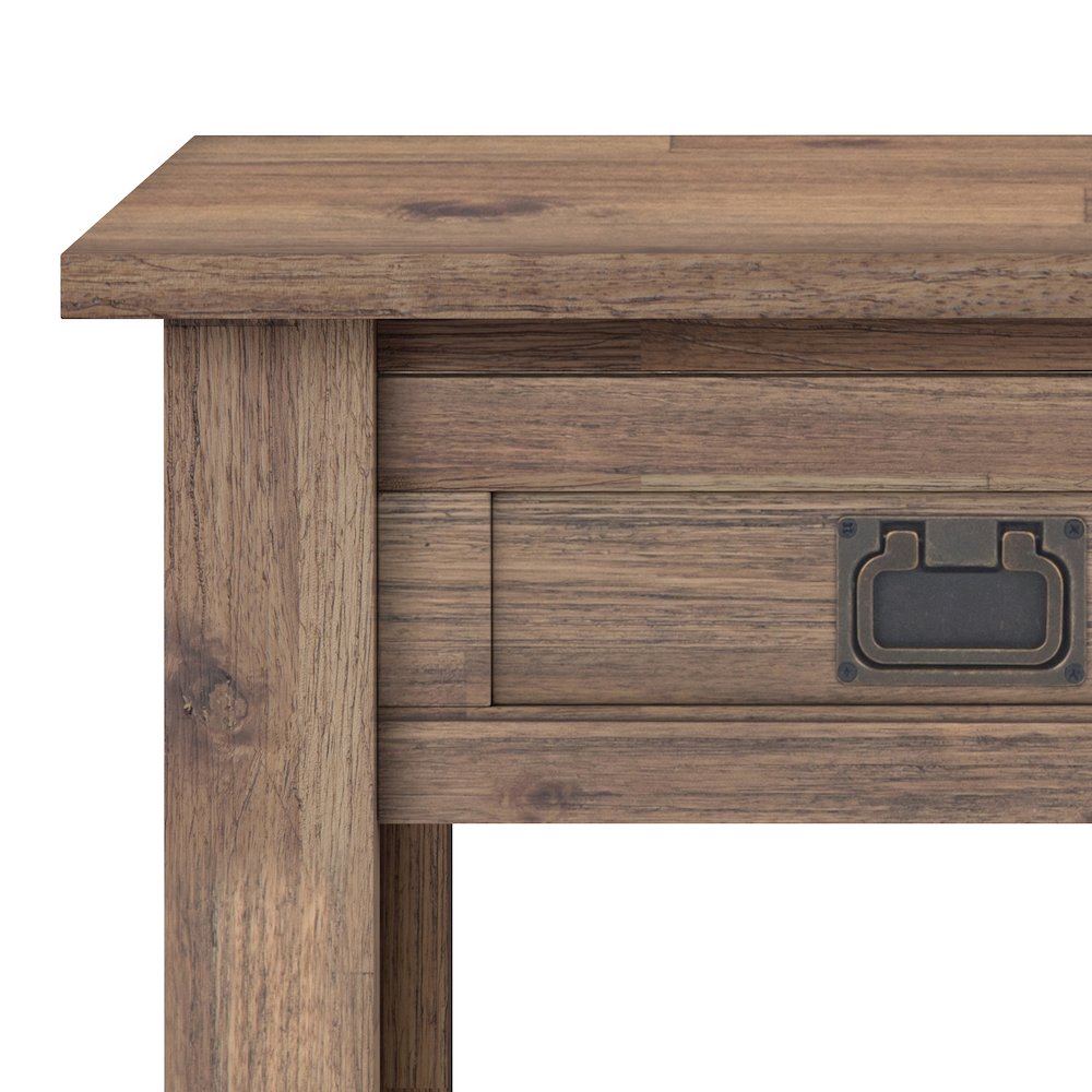 22 inch Solid Acacia Rustic End Table in Rustic Natural Aged Brown (Set of 2). Picture 2