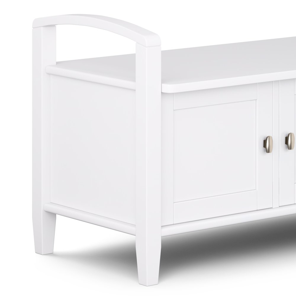 Warm Shaker Solid Wood Entryway Storage Bench In White. Picture 2
