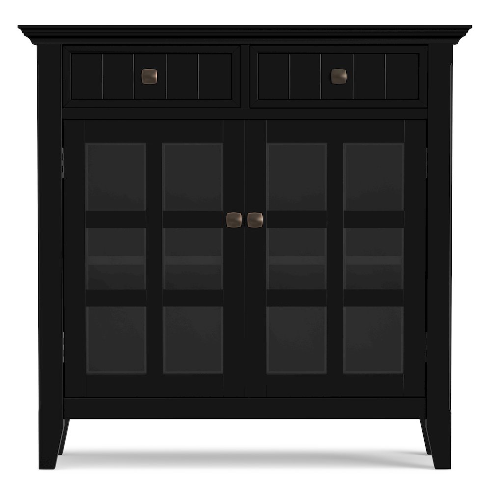 Solid Wood 48 inch Wide Storage Bench and 36 inch Wide Storage Cabinet in Black. Picture 5
