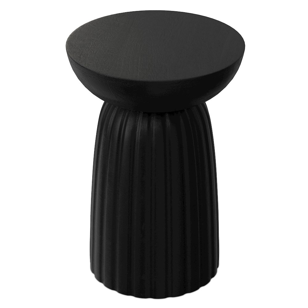 Boyd 13 inch Wide Solid Mango Contemporary Stripe Accent Table in Black. Picture 4