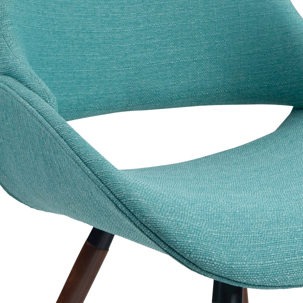 Malden Bentwood Dining Chair In Turquoise Blue Woven Fabric. Picture 4