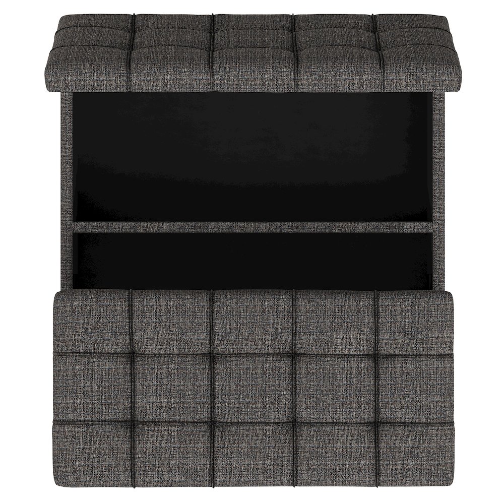 40 inch Wide Square Large Coffee Table Storage Ottoman in Ebony Polyester Tweed. Picture 3