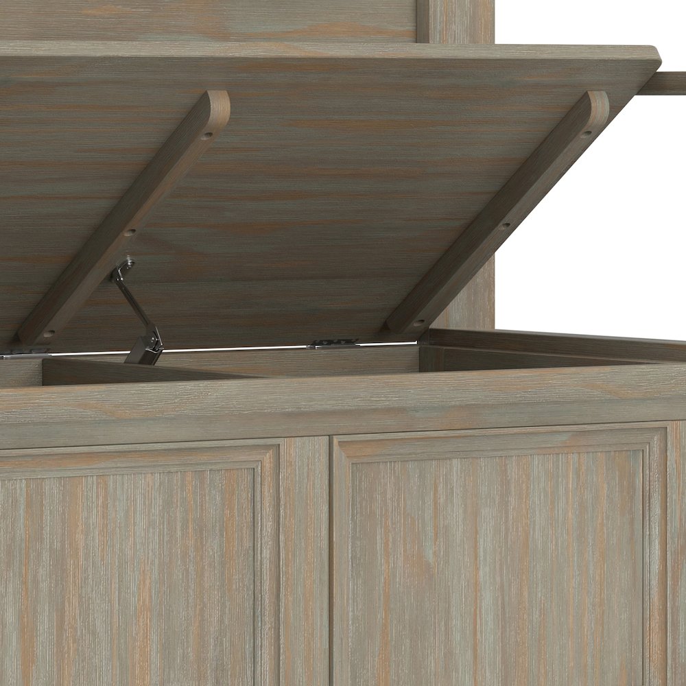 Solid Wood 36 inch Wide Transitional Entryway Storage Bench in Distressed Grey. Picture 4