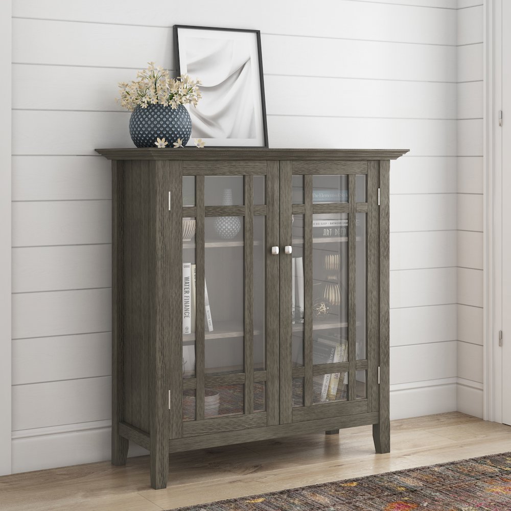 Bedford Solid Wood Medium Storage Cabinet In Farmhouse Grey. Picture 5