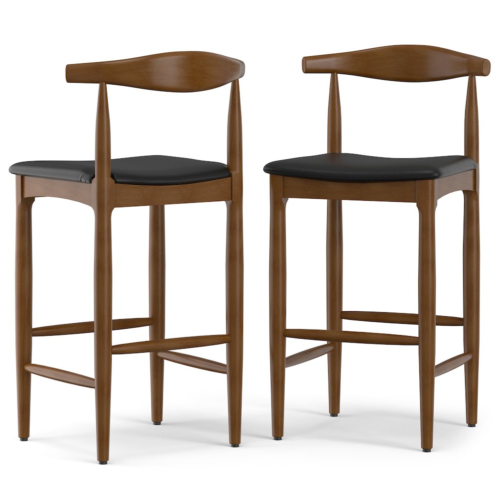 Molly Bar Stool In Black Vegan Faux Leather. Picture 1