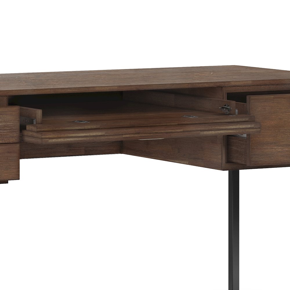 Richmond Solid Acacia Wood Desk In Rustic Natural Aged Brown. Picture 2