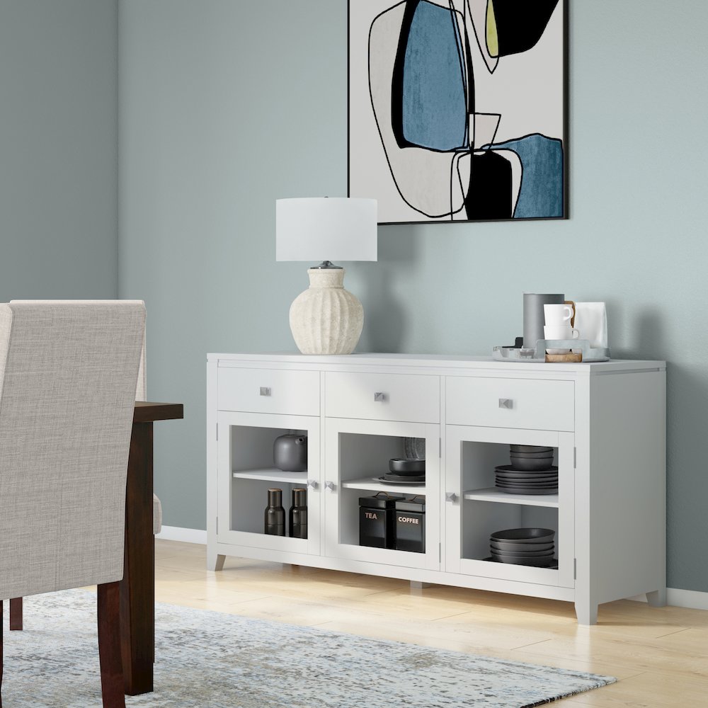 Cosmopolitan Solid Wood Sideboard Buffet In White. Picture 5