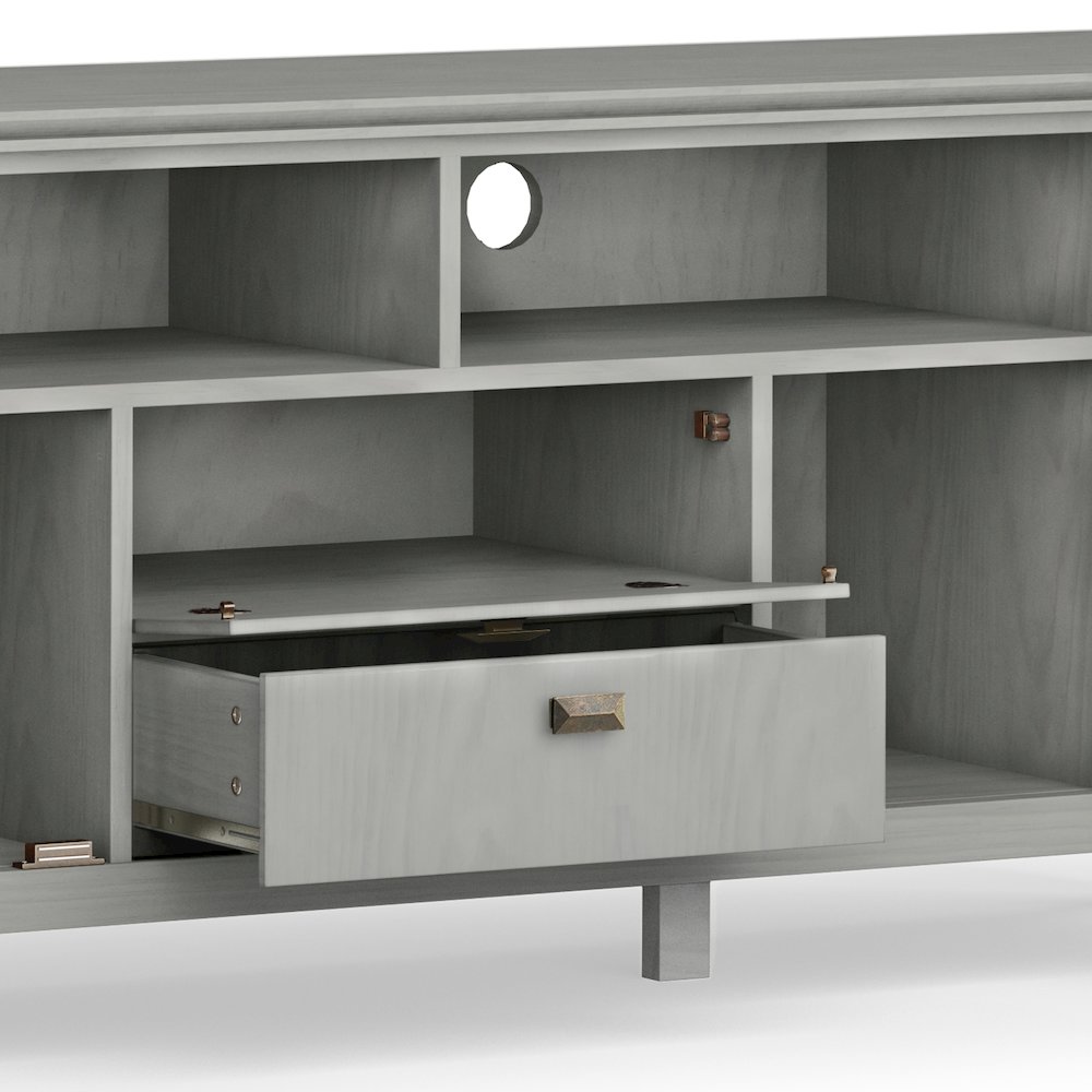 Artisan Solid Wood 72 Inch Tv Media Stand In Fog Grey For Tvs Up To 80 Inches. Picture 3