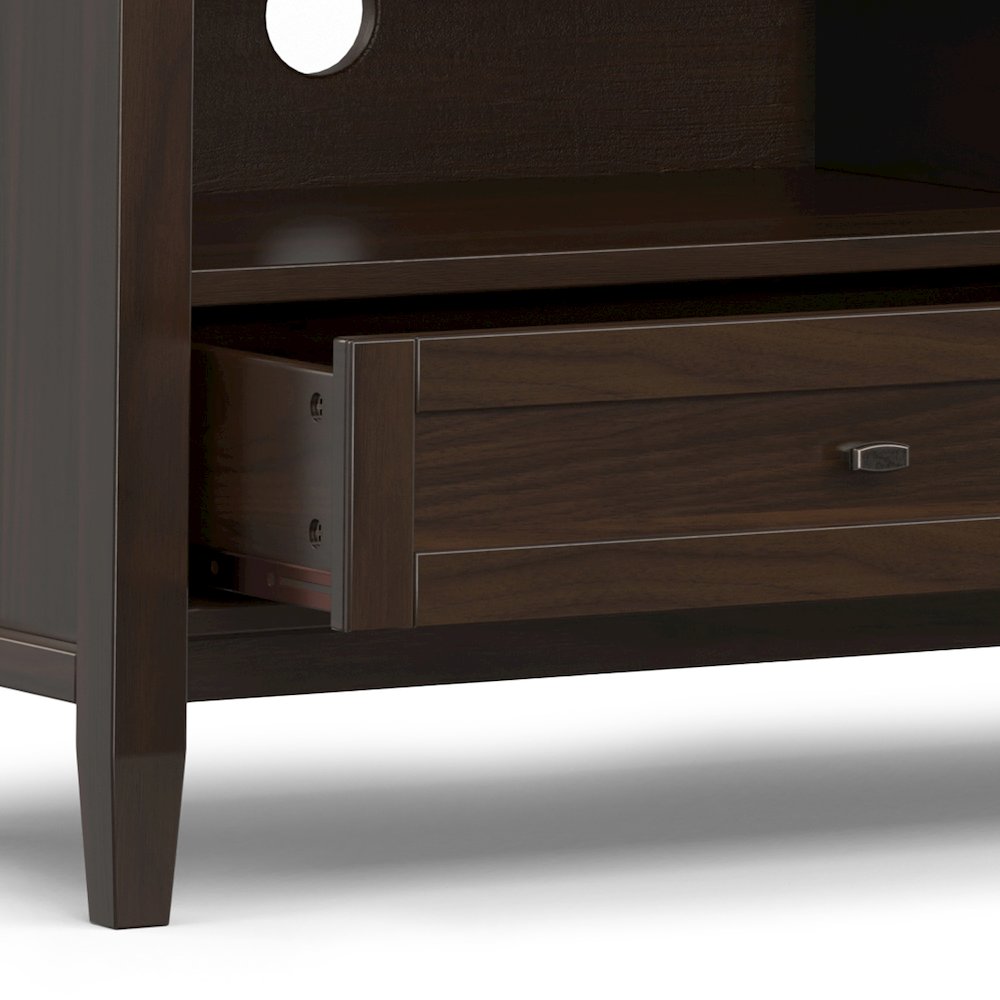 72 Inch Low Tv Media Stand In Tobacco Brown For Tvs Up To 80 Inches. Picture 4