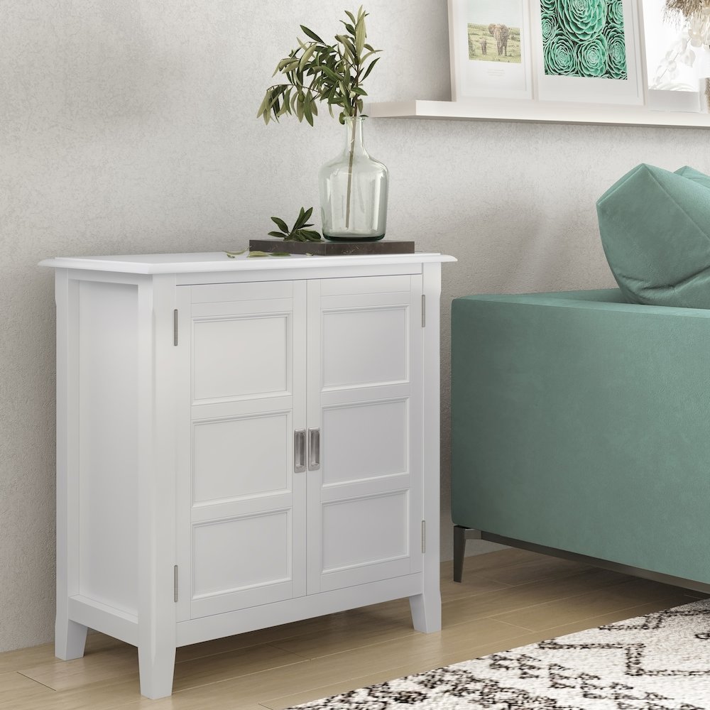 Burlington Solid Wood Low Storage Cabinet In White. Picture 5