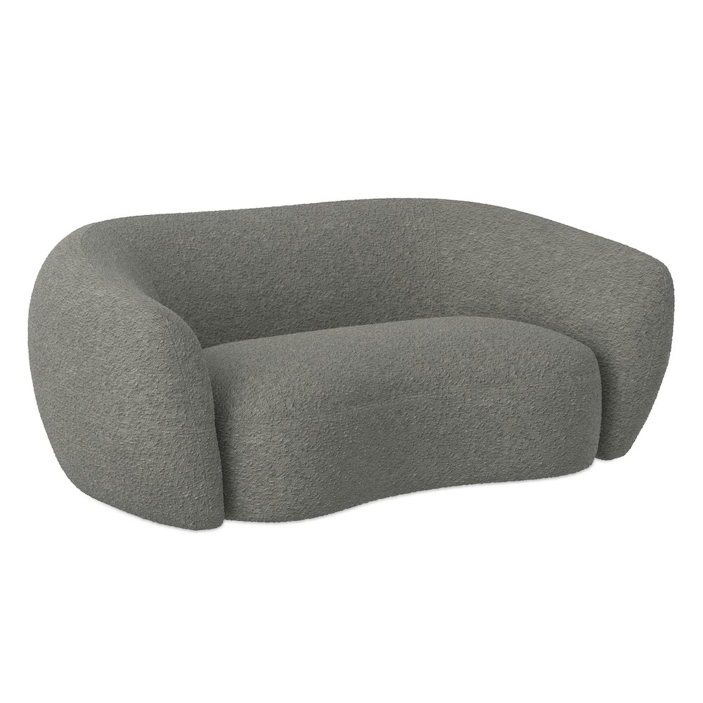 69 inch Wide Contemporary Loveseat Sofa in Stone Grey Boucle Performance Fabric. Picture 1