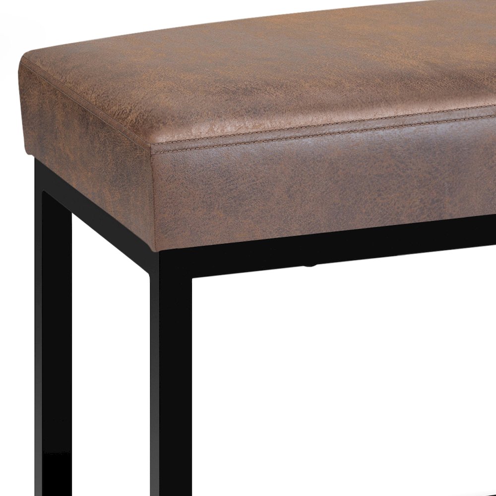 Reynolds Bench In Distressed Chestnut Brown Faux Leather. Picture 3