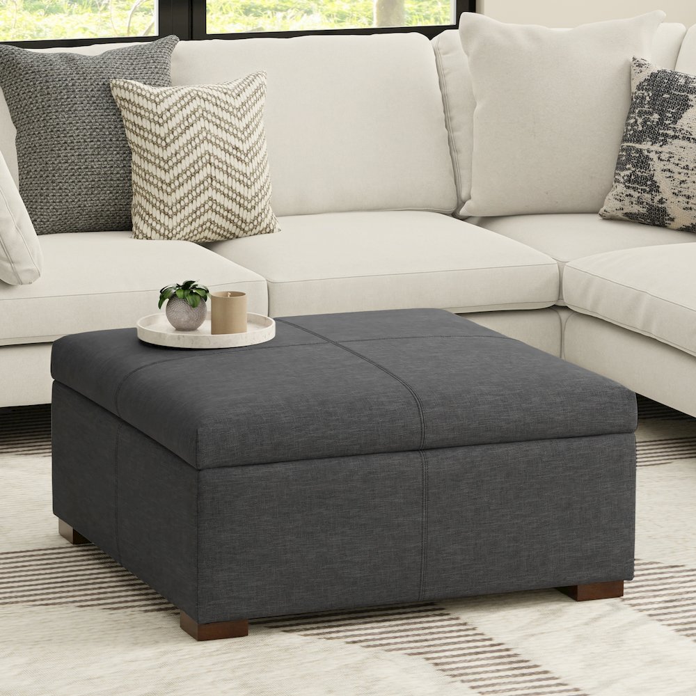 36 inch Wide Contemporary Square Square Coffee Table Storage Ottoman. Picture 7