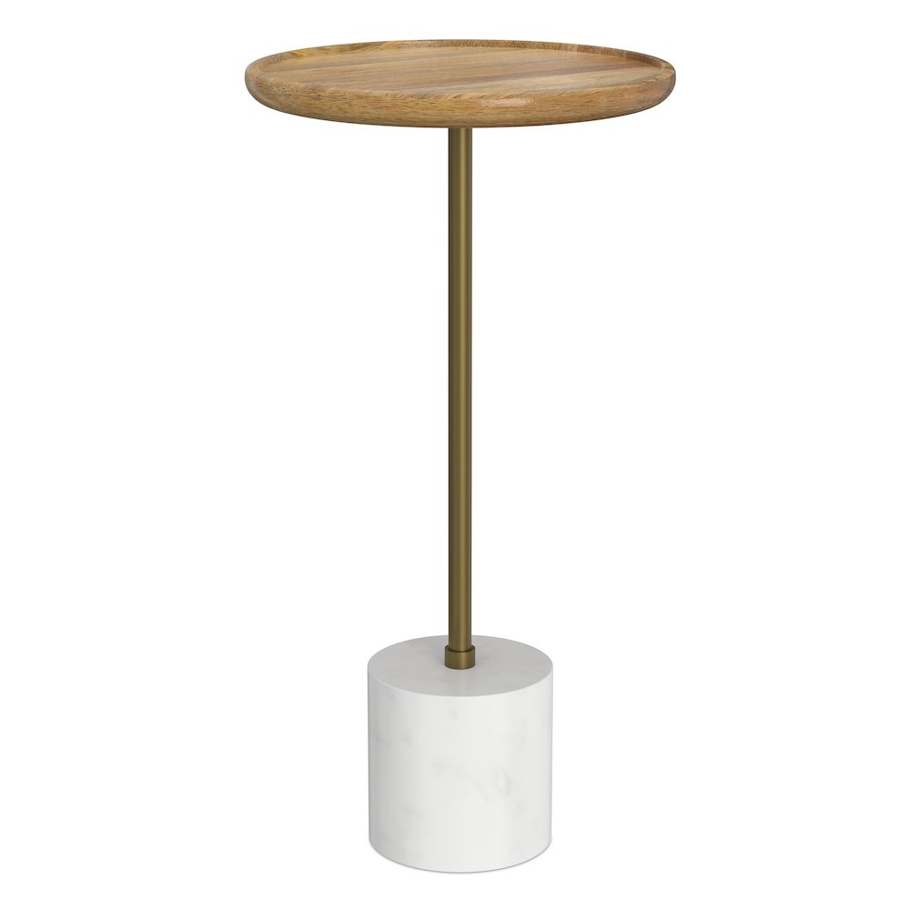 12"W Solid Mango/Genuine Marble/Iron Modern End Table. Picture 1