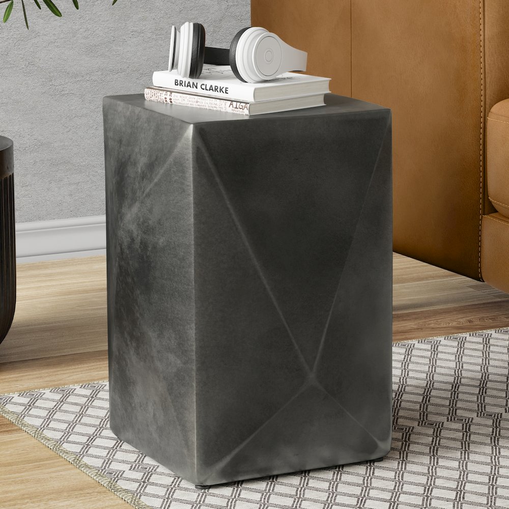Danner Cast Aluminum Side Table in Graphite. Picture 2