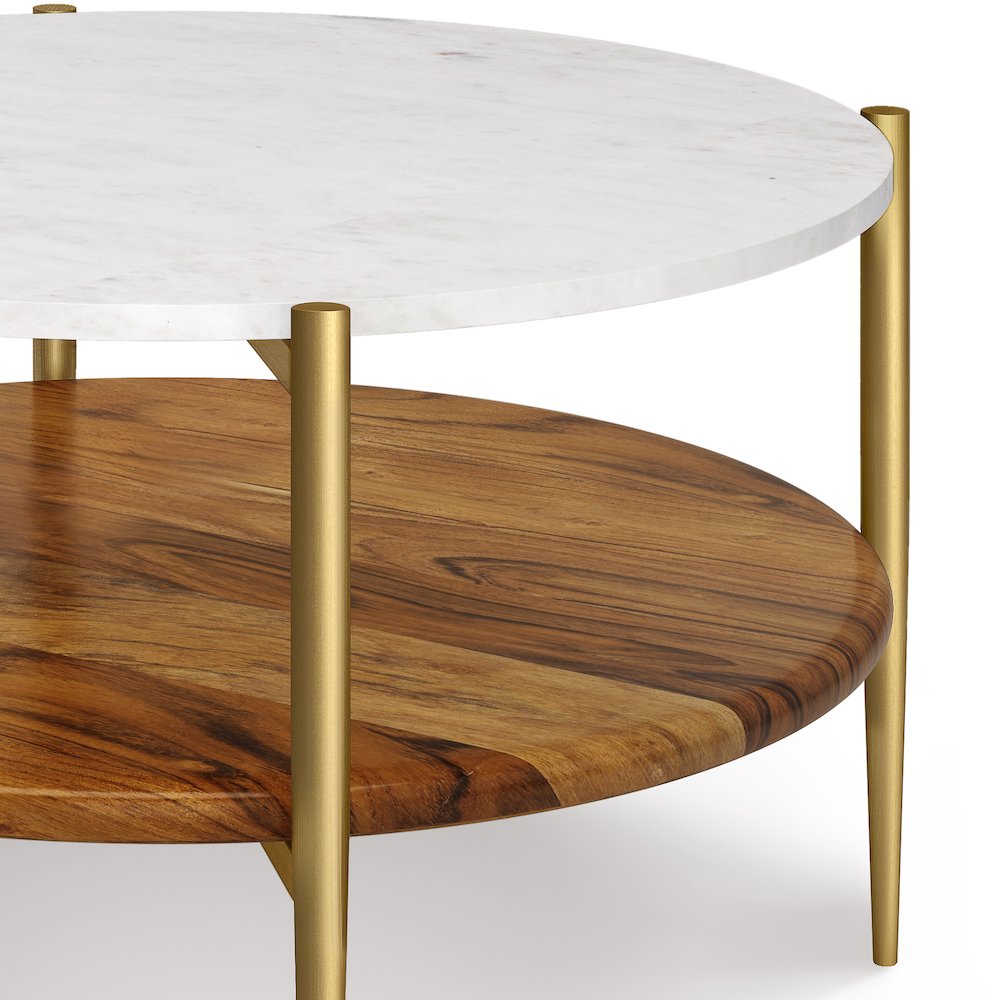 Wagner Solid Acacia Wood Coffee Table In White/Natural. Picture 3