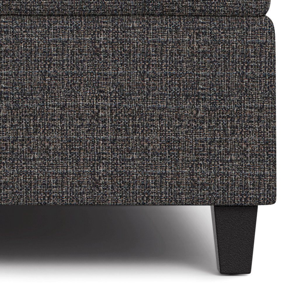 40 inch Wide Square Large Coffee Table Storage Ottoman in Ebony Polyester Tweed. Picture 6