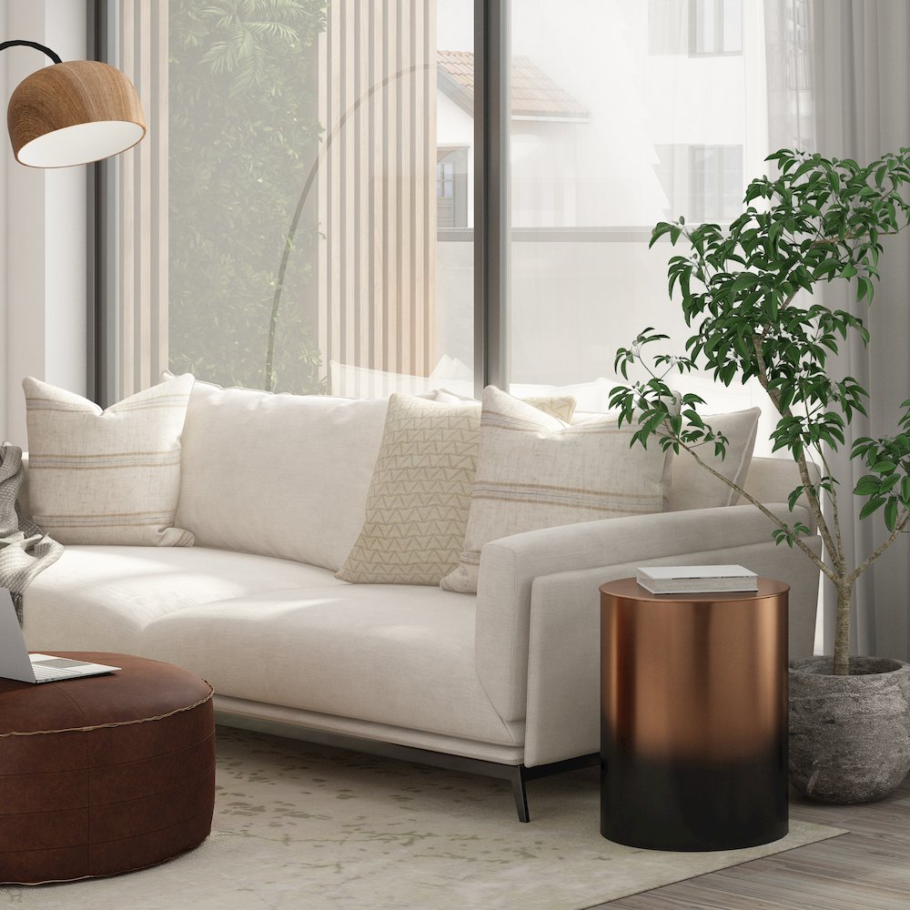 Curtis Metal Cylinder Accent Table In Ombre Black / Copper. Picture 5