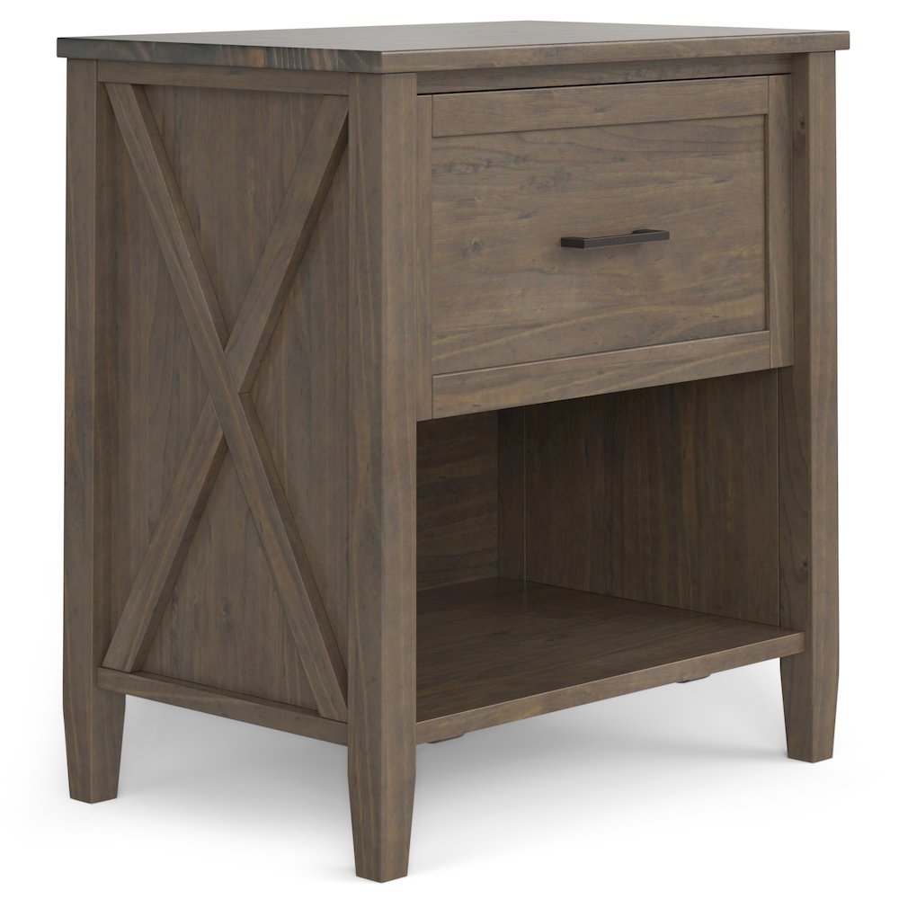Ela Solid Wood Bedside Table In Smoky Brown. Picture 1