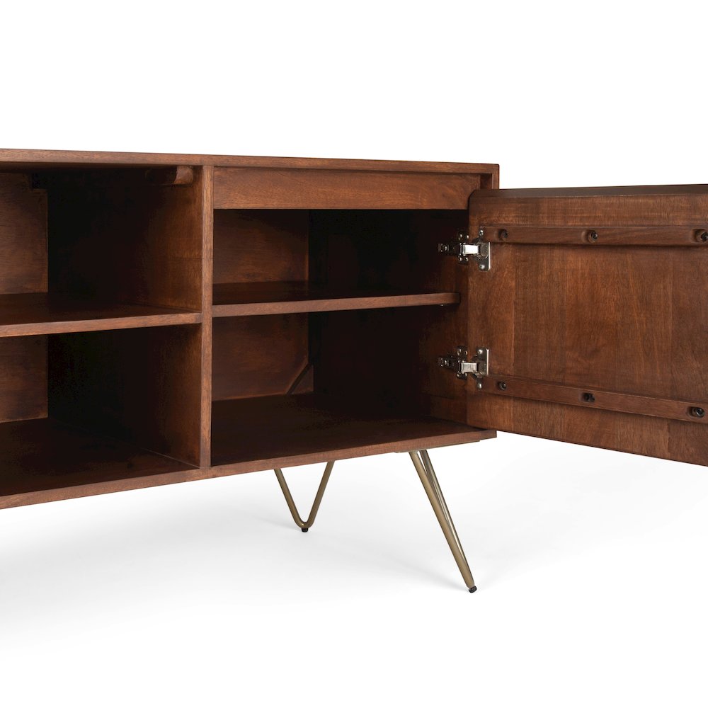 Tv Media Stand In Umber Brown, Gold For Tvs Up To 65 Inches. Picture 4