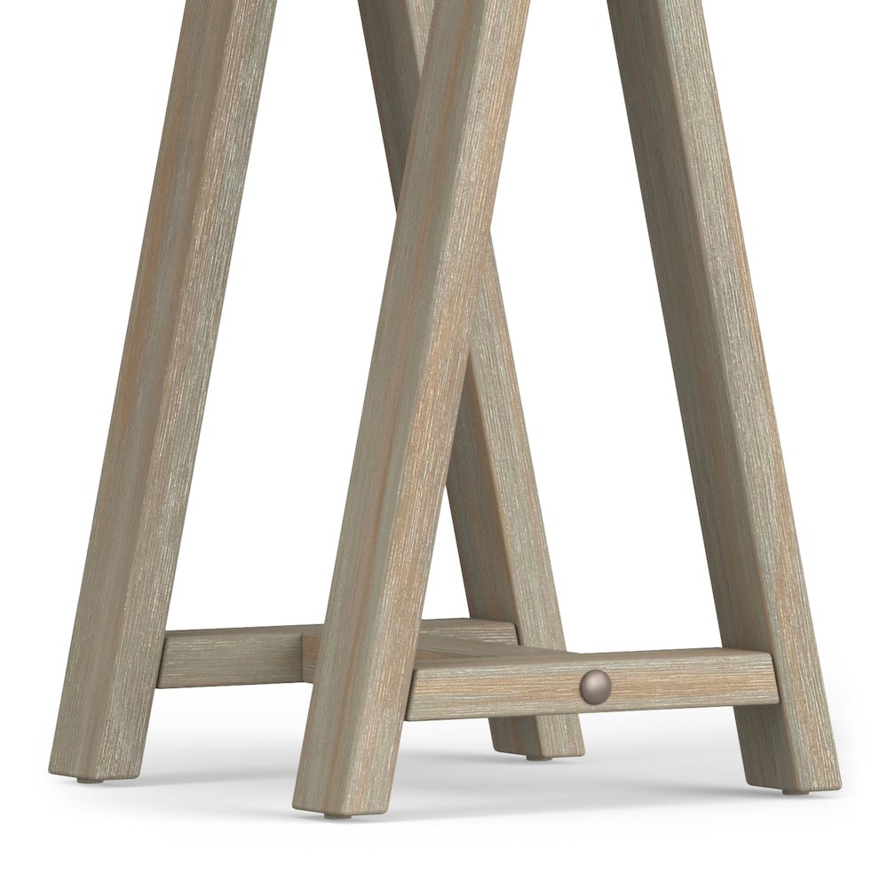 Sawhorse Solid Wood Console Sofa Table In Distressed Grey. Picture 4