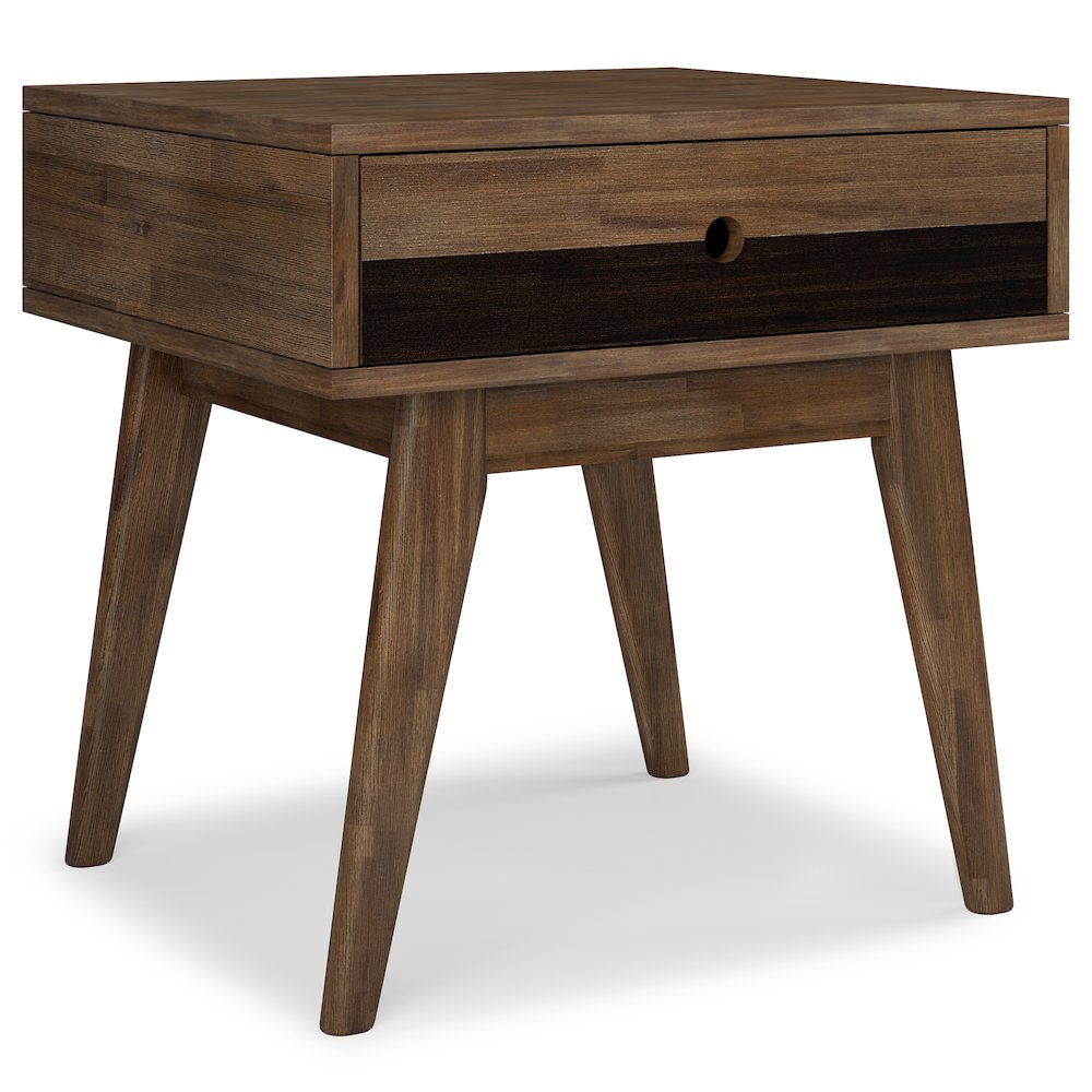 Clarkson Solid Acacia Wood End Table In Rustic Natural Aged Brown. Picture 1