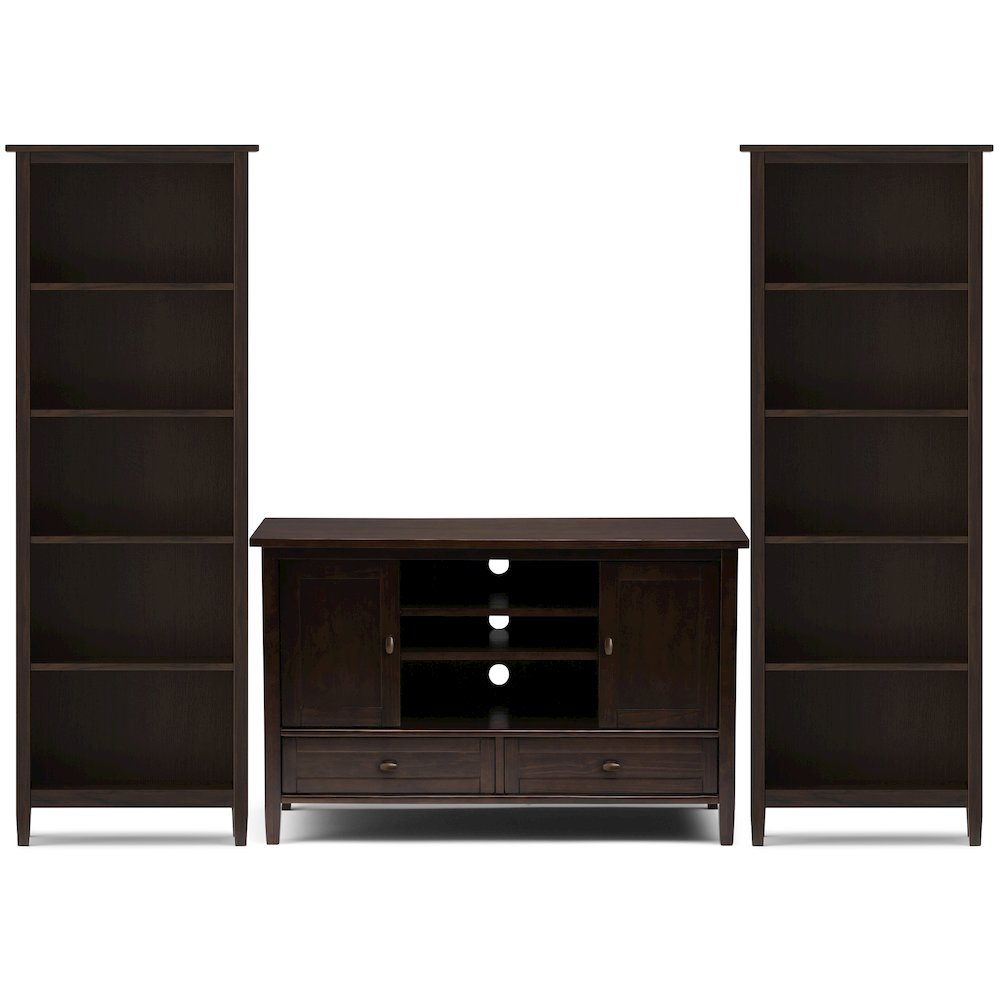 47"W TV Stand with Two 26"W Bookcases in Tobacco Brown (Set of 3). Picture 1