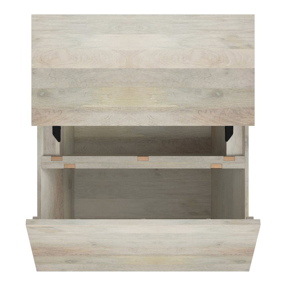 Abba 36 inch Wide Solid Mango Modern Lift Top Coffee Table in White Wash. Picture 4