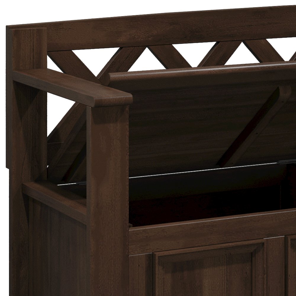 Amherst Solid Wood Entryway Storage Bench In Natural Aged Brown. Picture 4