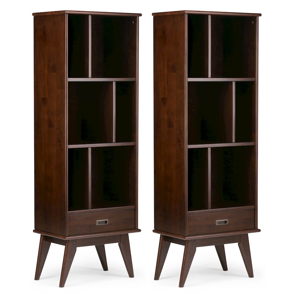 Draper 22 Inch Solid Wood 6 Cubbie Bookcase In Medium Auburn Brown (Set Of 2). Picture 1