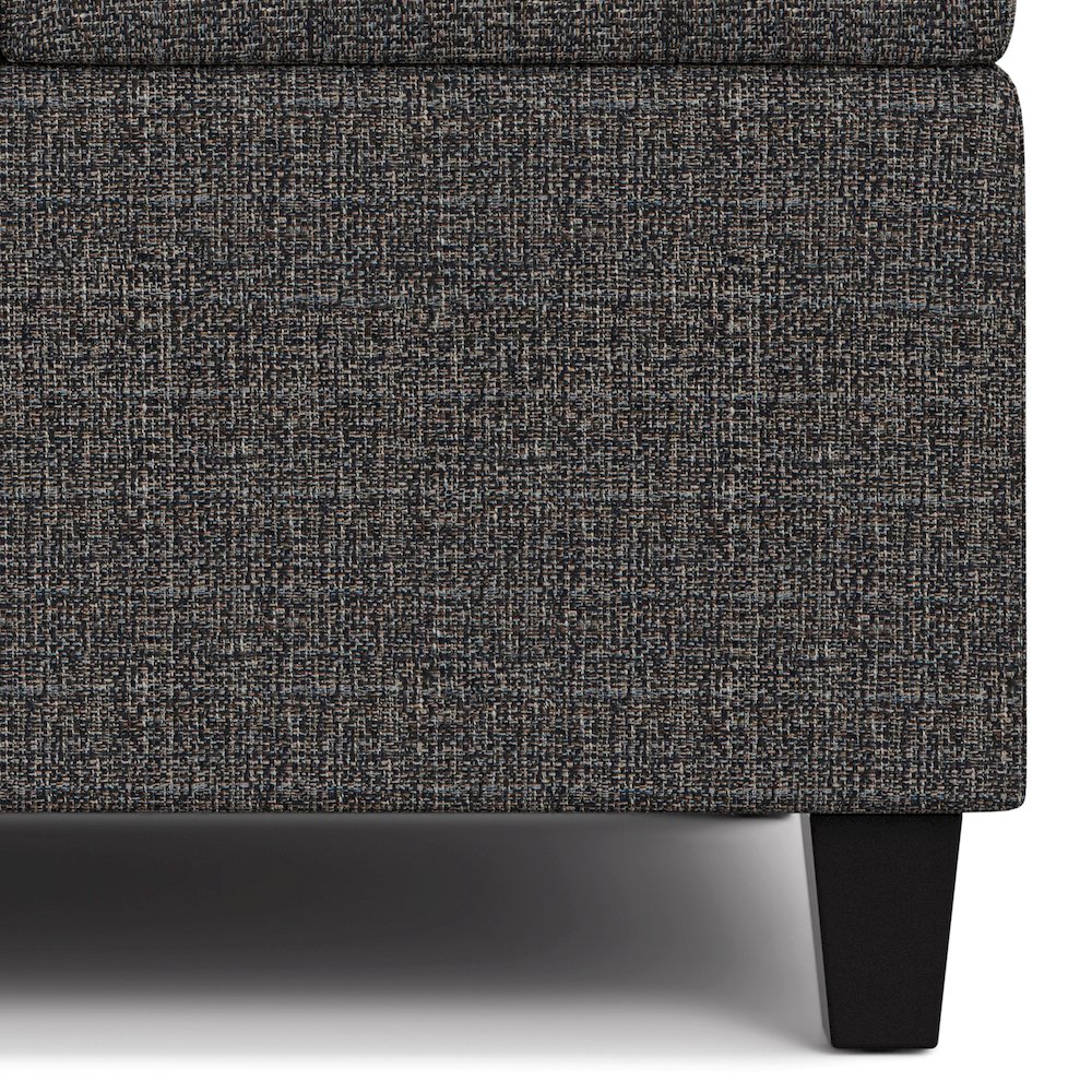 30 inch Wide Square Small Coffee Table Storage Ottoman in Ebony Tweed Polyester. Picture 6