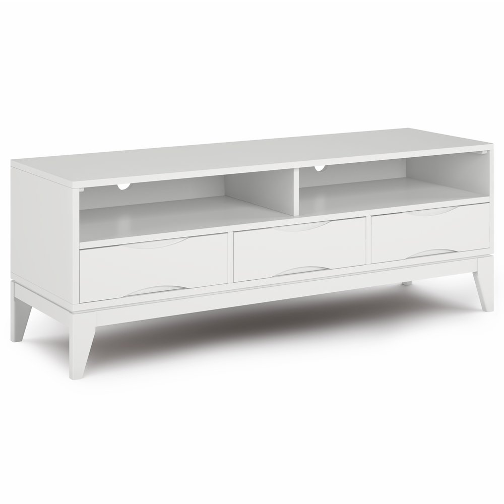Harper Solid Hardwood Tv Media Stand In White For Tvs Up To 65 Inches. Picture 1