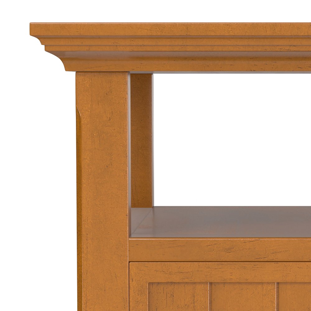 Solid Wood Transitional Narrow Side Table With Drawer In Light Golden Brown. Picture 5