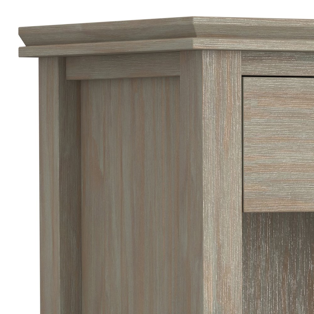 Artisan 24 inch Wide Solid Wood Transitional Bedside Table in Distressed Grey. Picture 2