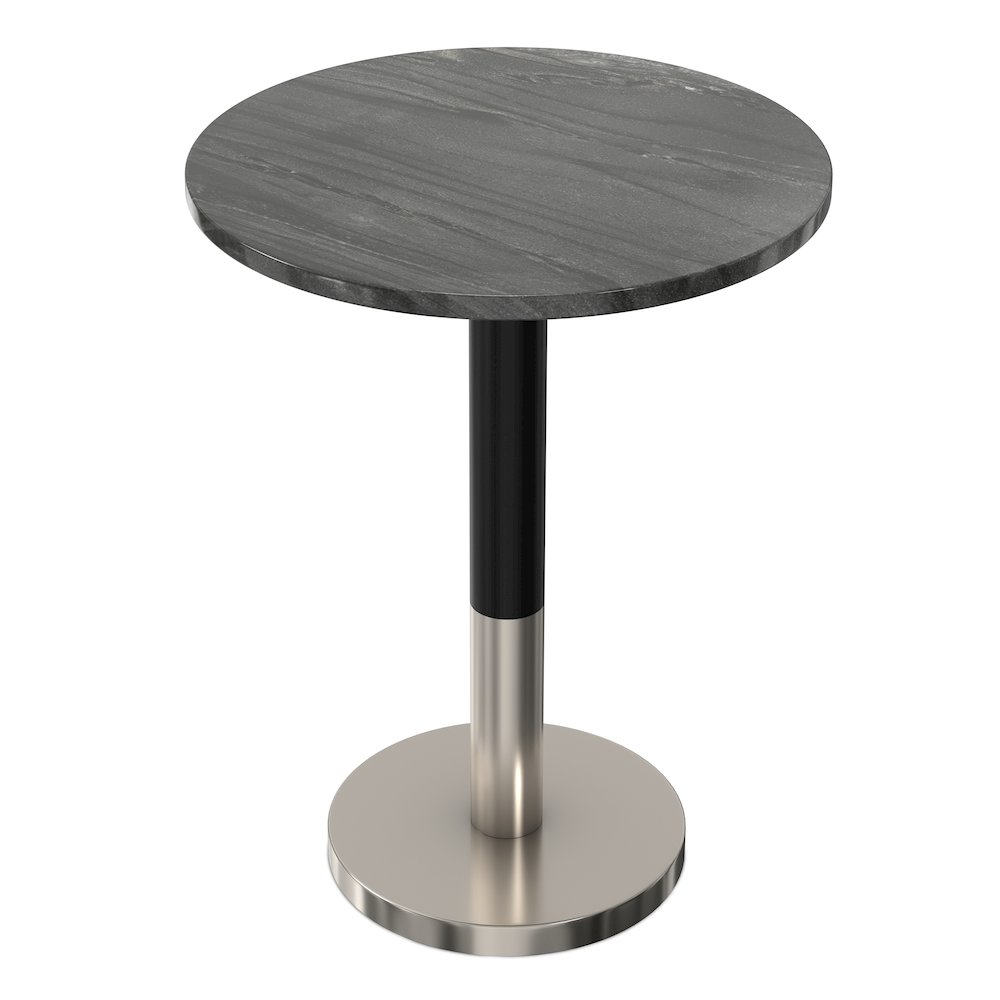 16 inch Wide Modern Side Table in Black Genuine Marble and Black/Silver Iron. Picture 3